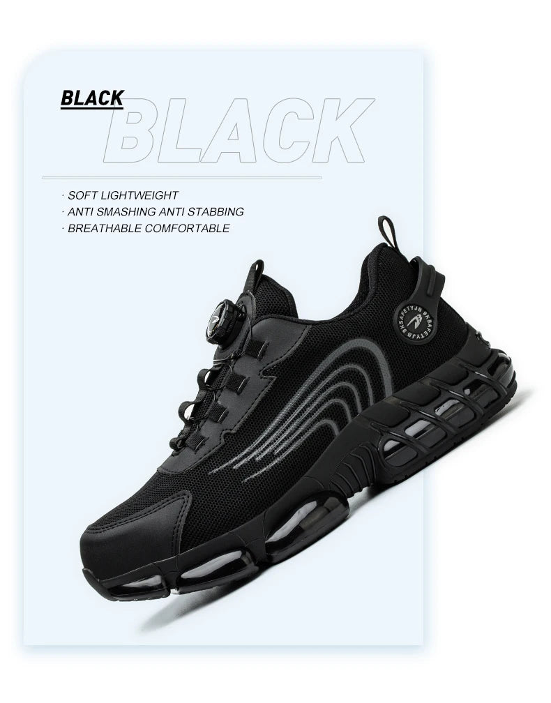 Rotary Button Steel Toe Safety Shoes for Men Anti-impact and Anti-piercing Work Shoes Fashionable Men's Sports Protective Shoes