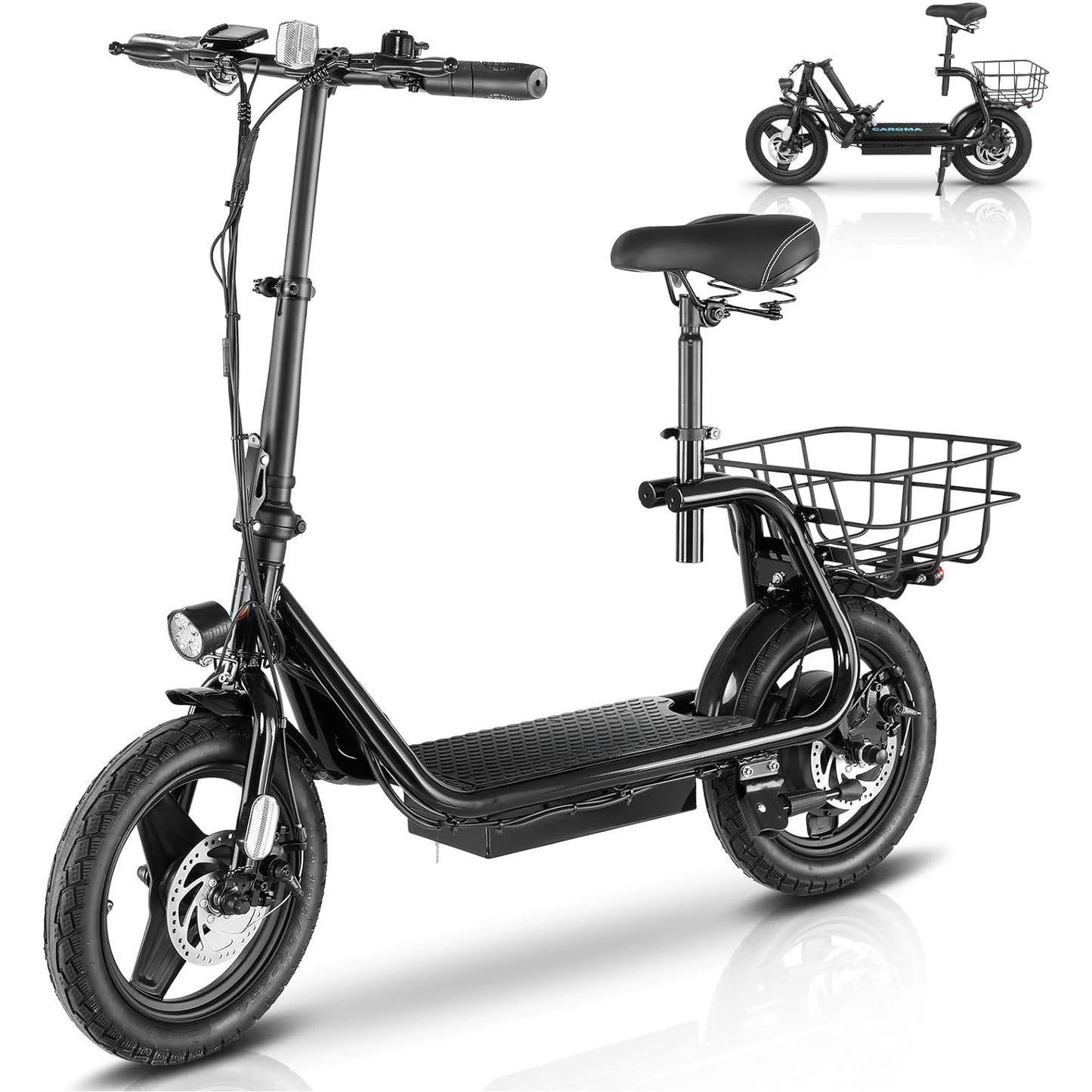 Peak 1200W Electric Scooters for Adults 14" Tire, 500Wh Battery, 30Miles Range, 20MPH Top Speed, Adjustable Electric Scooter