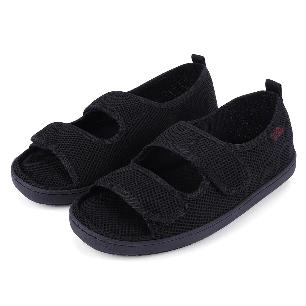 Diabetic Sandals Adjustable Hook & Loop Summer Walking Sandals Comfortable Walking Shoes for Elderly Swelling Sensitive Feet