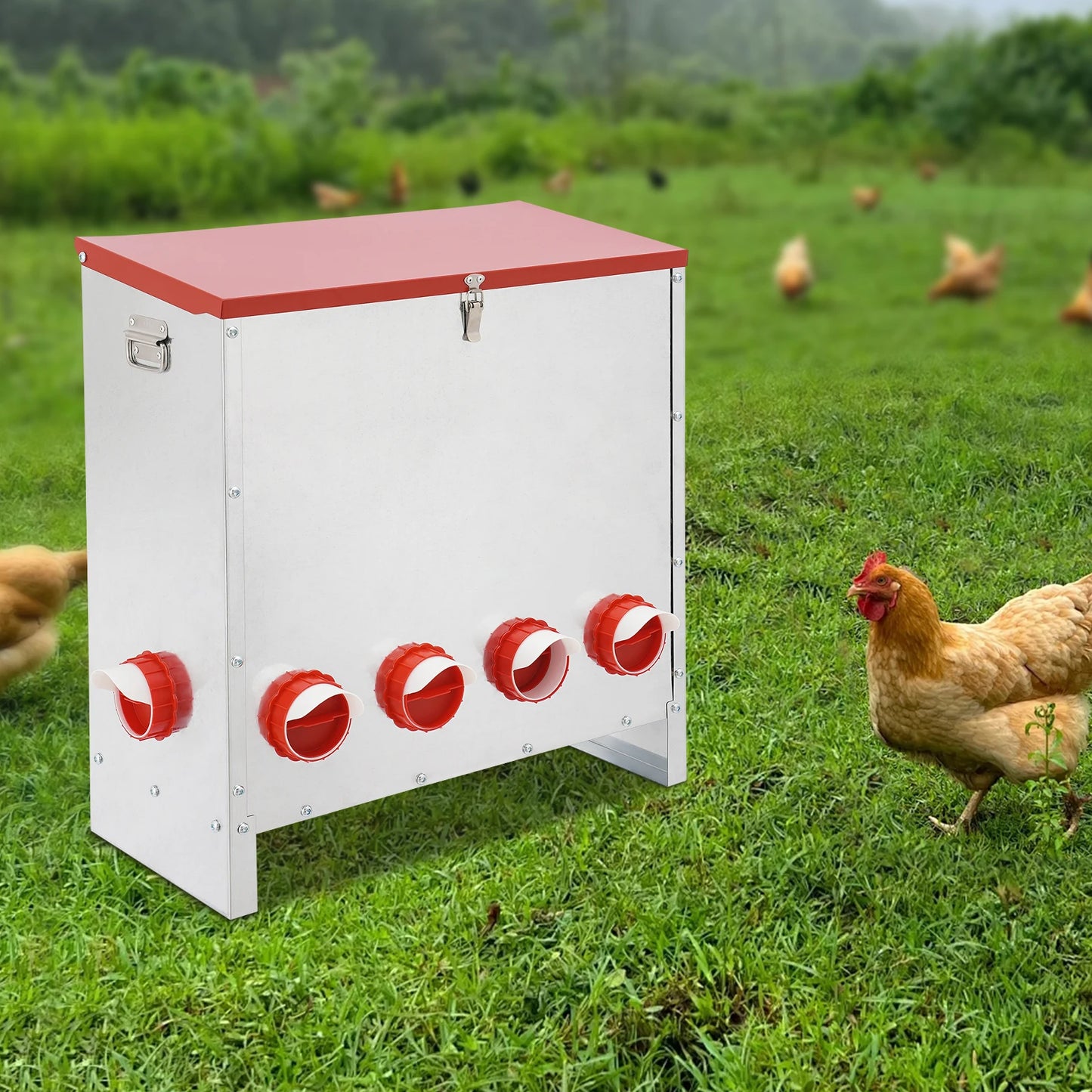 10-Hole Large Capacity Chicken Feeder 66.14 Lbs For Poultry Feeder for Chickens Ducks Turkeys Outdoor Farm