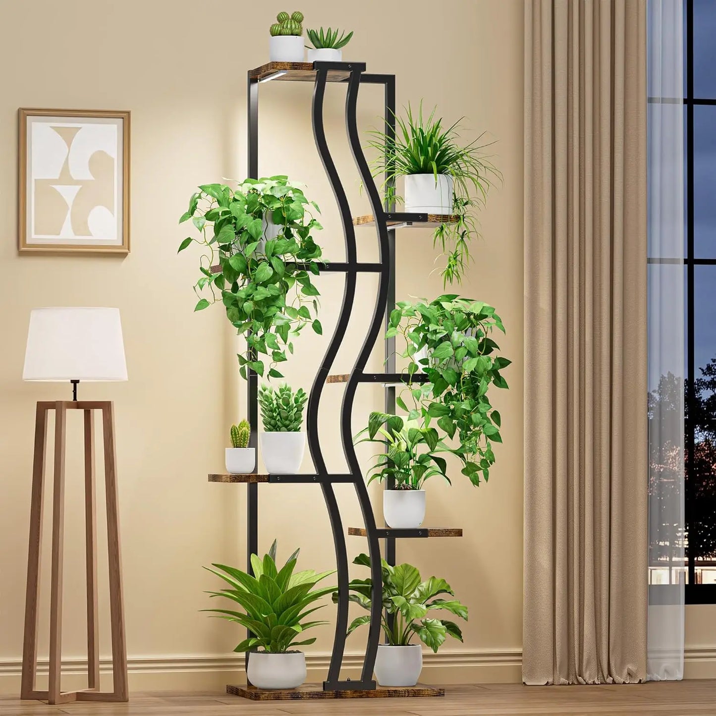 IRONCK Plant Stand Indoor with Grow Lights, 7 Tiered Tall Plant Shelf Indoor, 63" Corner Plant Stands for Indoor Plants