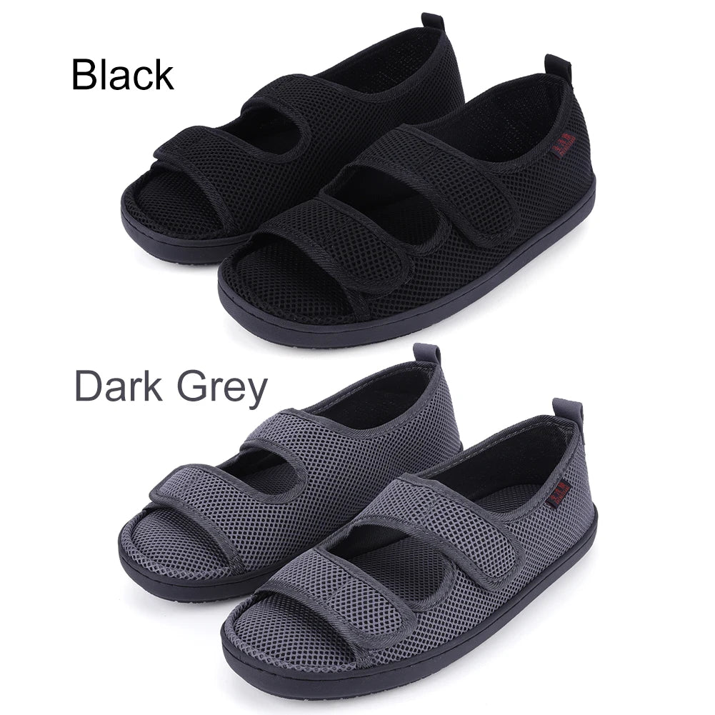 Diabetic Sandals Adjustable Hook & Loop Summer Walking Sandals Comfortable Walking Shoes for Elderly Swelling Sensitive Feet