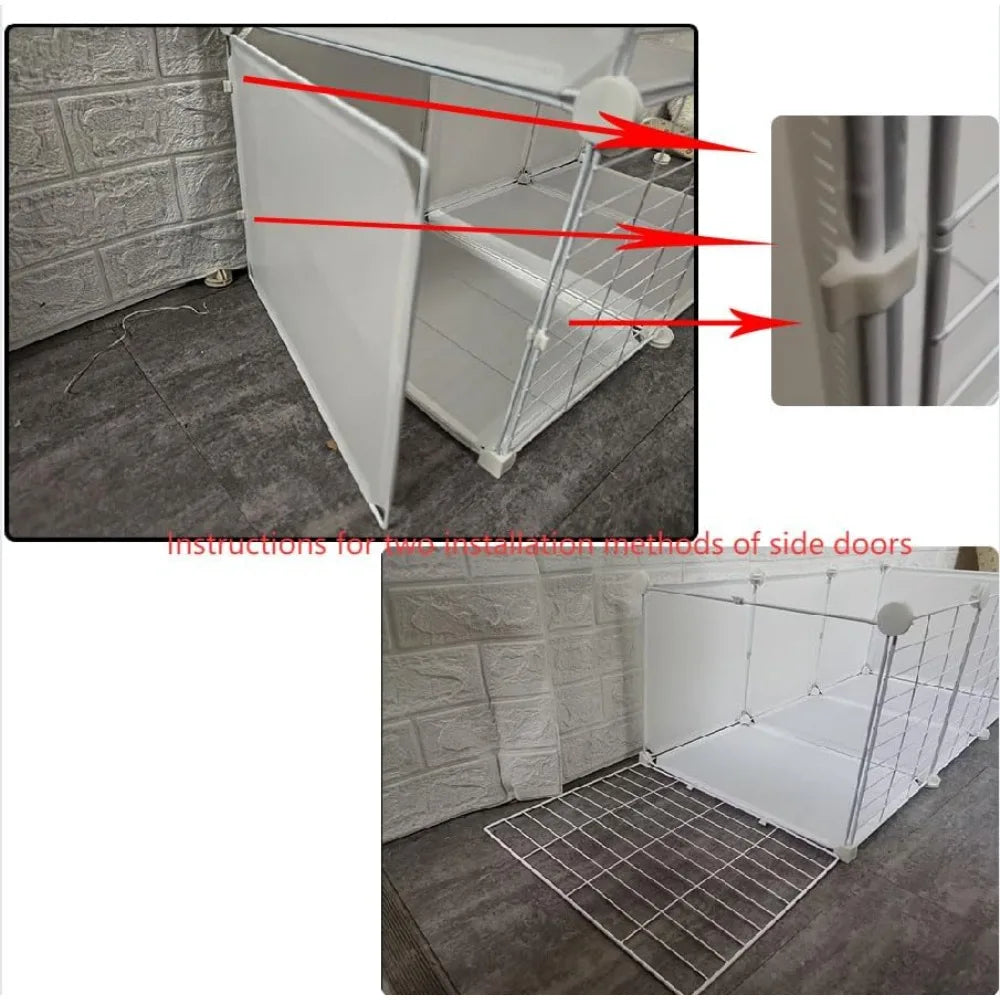 Cat Cage Indoor DIY Cat Playpen Detachable Metal Wire Kennels Indoor Enclosures DIY Cat Playpen Metal Kennel (2 Tier)