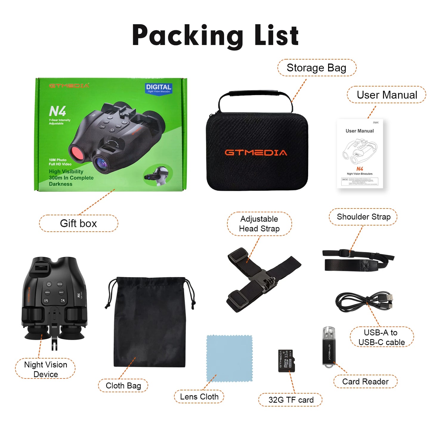 GTMEDIA N4 Binoculars Night Vision Goggles,1080P FHD 5X Optical Zoom for Outdoor Hunting Telescope Infrared Night Vision Device