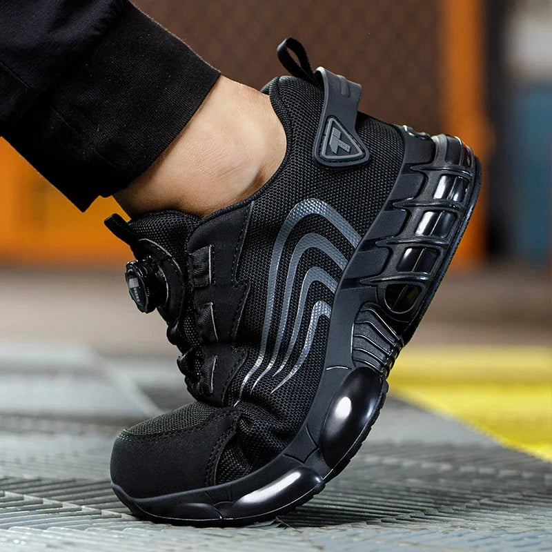 Rotary Button Steel Toe Safety Shoes for Men Anti-impact and Anti-piercing Work Shoes Fashionable Men's Sports Protective Shoes