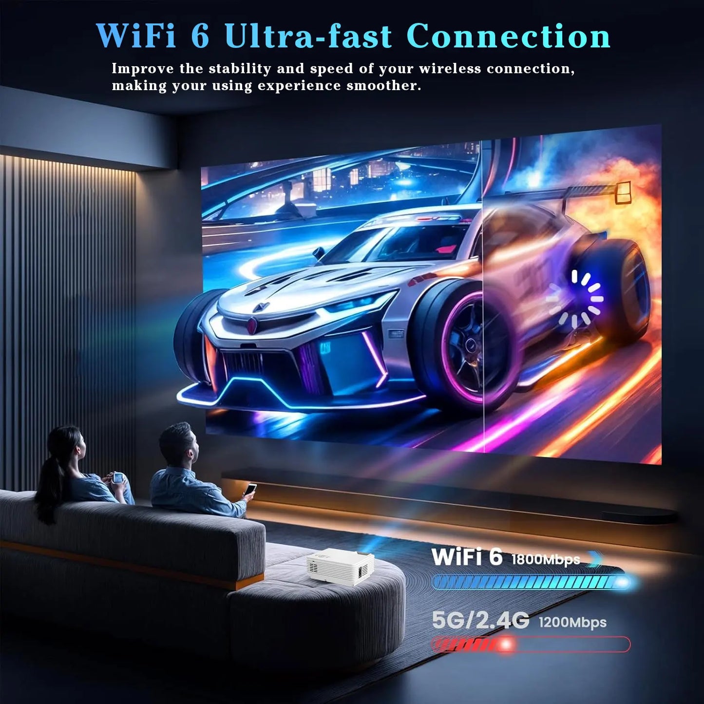 ZRZTM HD 4K video Projector Portable Mini 1080P projecter with HDMI USB Wireless for TV/home theater/gifts/outdoor watch movie