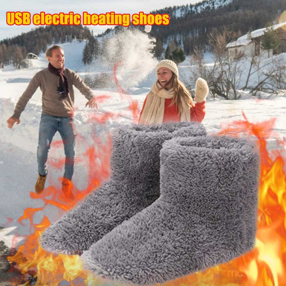 Women Men Electric Heating Shoes USB Heated Shoes Couples Home Shoes for Cold Weather