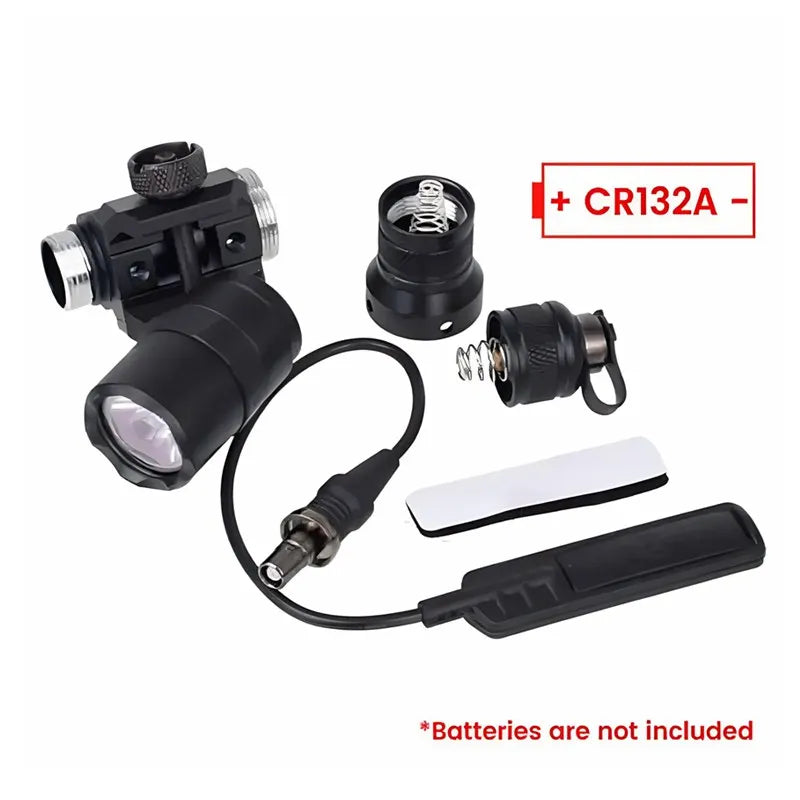 M300 Tactical Flashlight - High-Brightness LED, Black, Battery Holder for Outdoor, Hunting, and Tactical Use, Flashlight