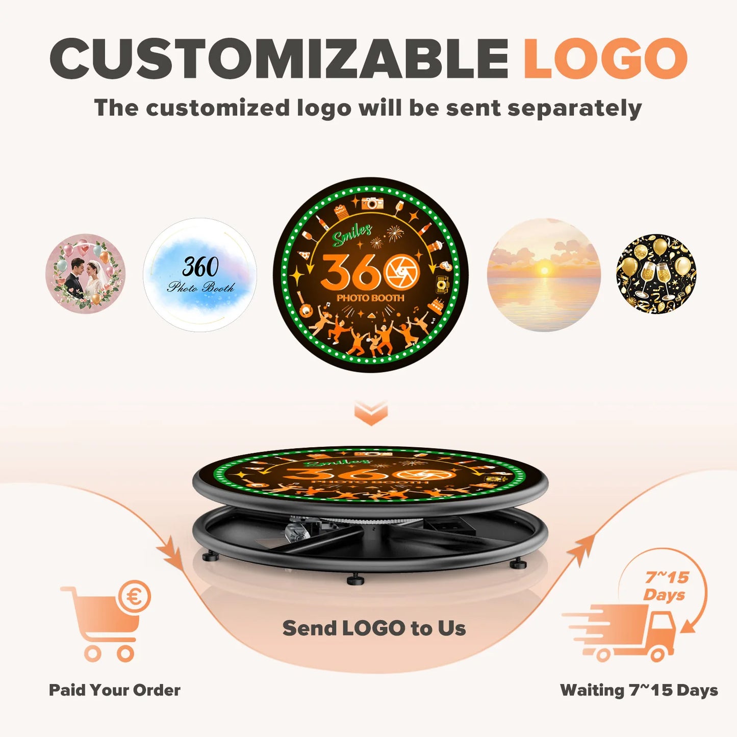 360 Photo Booth for Video 360 Rotating Photobooth Machines with RGB Ring Light App Control 360Photo Booth for Christmas Events