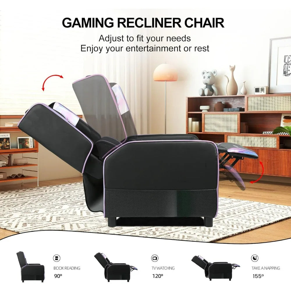 Gaming Recliner Chair: Modern PU Leather Sofa for Adults with Racing Style Ergonomics