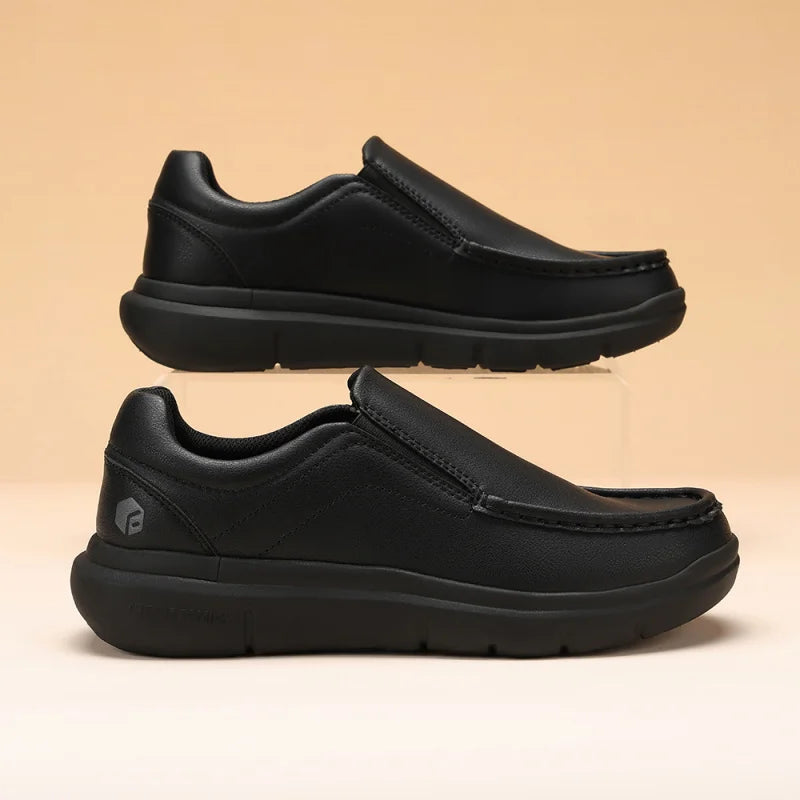 Men'S Slip-On Casual Business Shoes Leather Shoe Wide Width 2E Lightweight For Swollen Feet With Arch Support Pain Relief