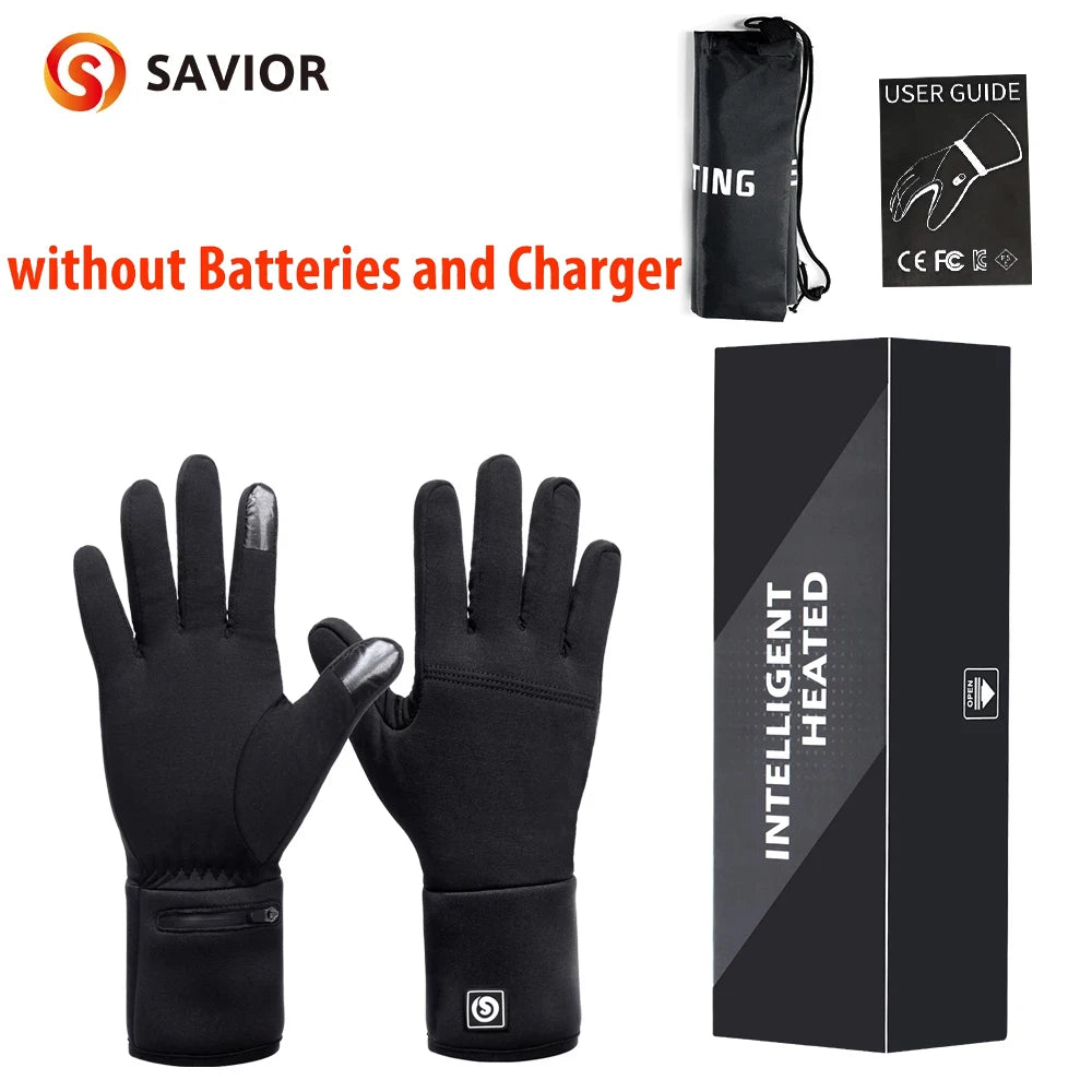 SAVIOR Winter Thermal Heated Gloves For Adult Rechargeable Battery Goatskin Leather Wind Waterproof Warm Hand Ski Gloves 3 Gears