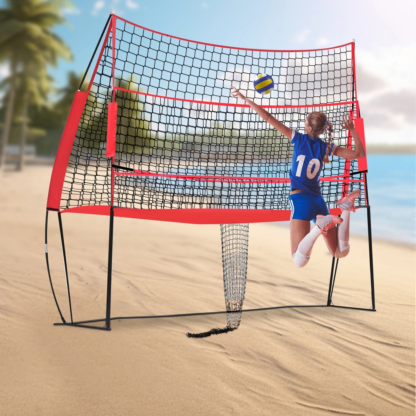 Bymaocar 2.44*3.35M Volleyball Training Net, Nylon Volleyball Practice Net, Volleyball Trainer Equipment Net