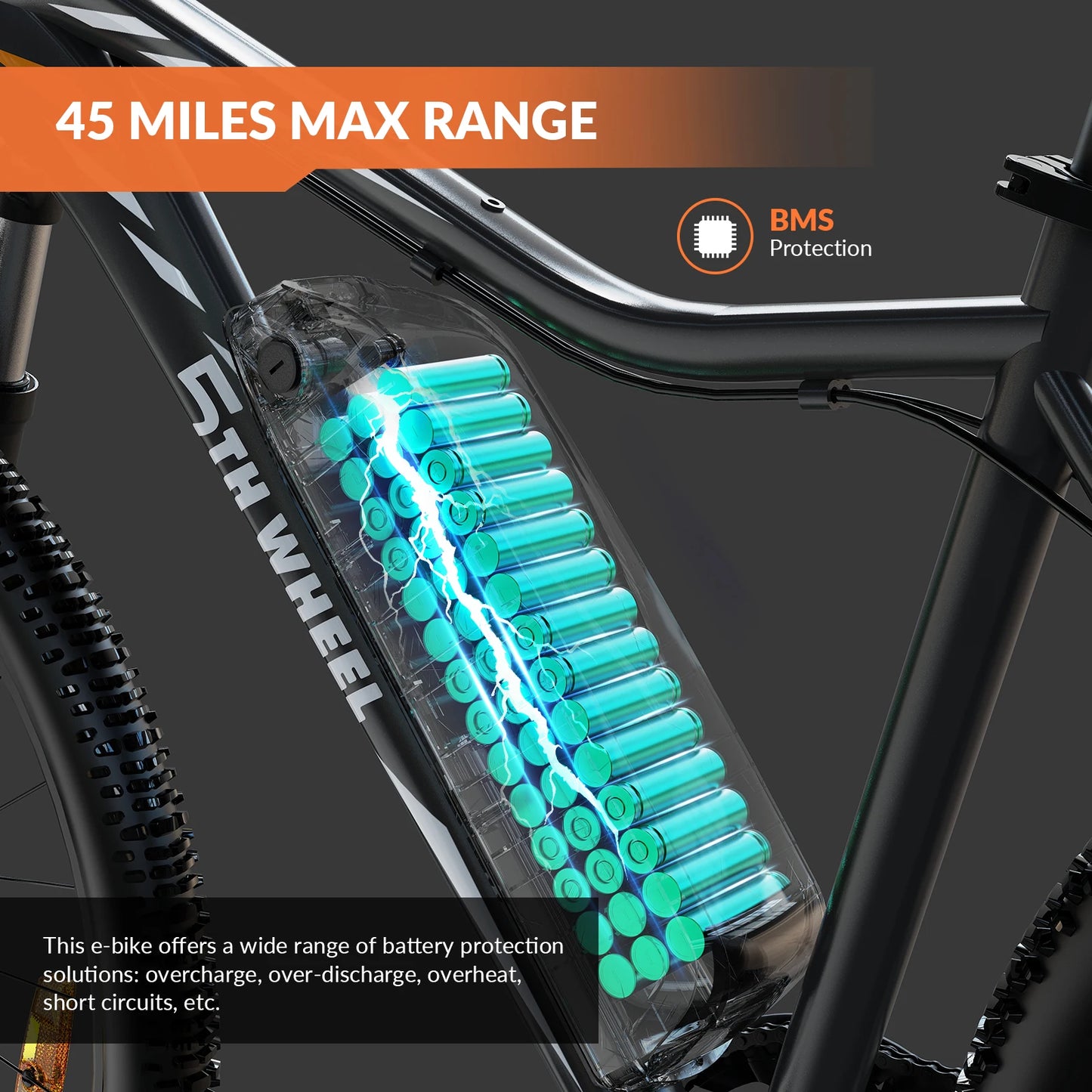 5TH WHEEL EB17lite Electric Bike, 500W Motor, 468Wh Removable Battery, 37KM/H Max Speed, Color LCD Display, Front Suspension