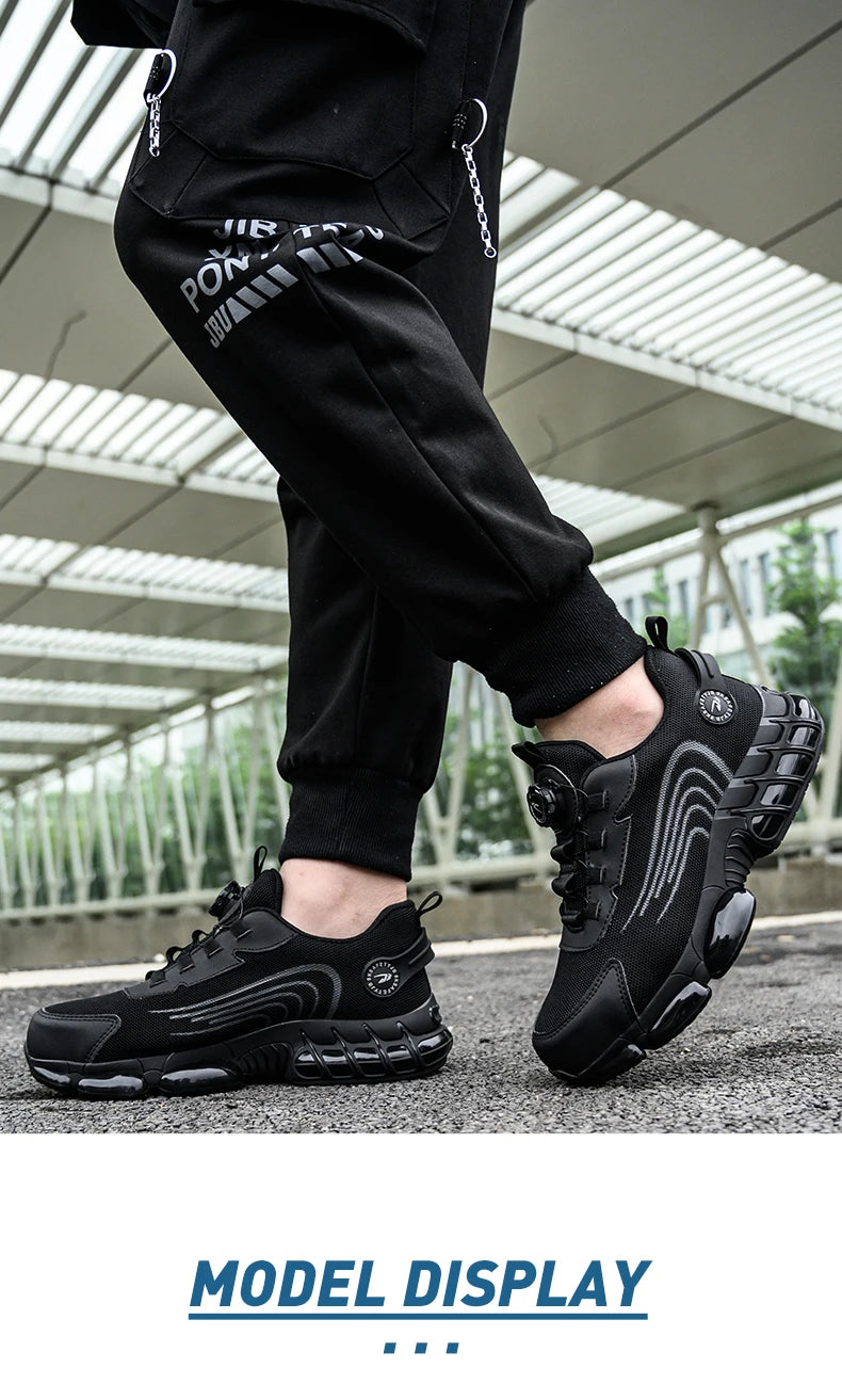 Rotary Button Steel Toe Safety Shoes for Men Anti-impact and Anti-piercing Work Shoes Fashionable Men's Sports Protective Shoes