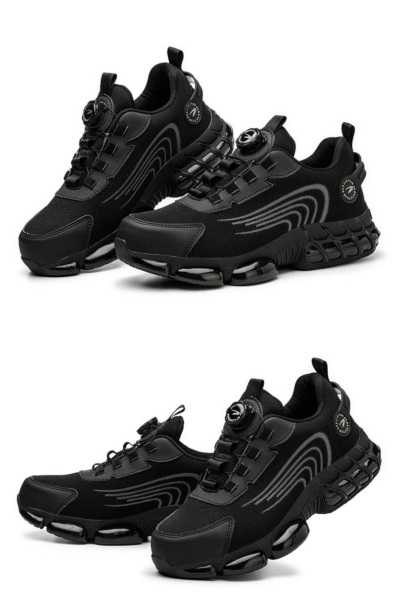 Rotary Button Steel Toe Safety Shoes for Men Anti-impact and Anti-piercing Work Shoes Fashionable Men's Sports Protective Shoes