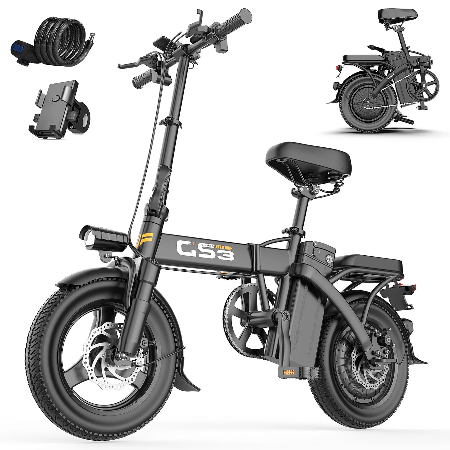 TOOFLY GS3 Folding Electric Bicycle 250W Motor 48V15AH Removeable Lithium Battery Adult Electric Bike City Riding Commute Ebike