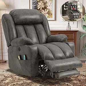 Large Electric Power Lift Recliner Chair with Extended Footrest for Elderly Big, Extra Large and Wide Reclining Sofa for Living