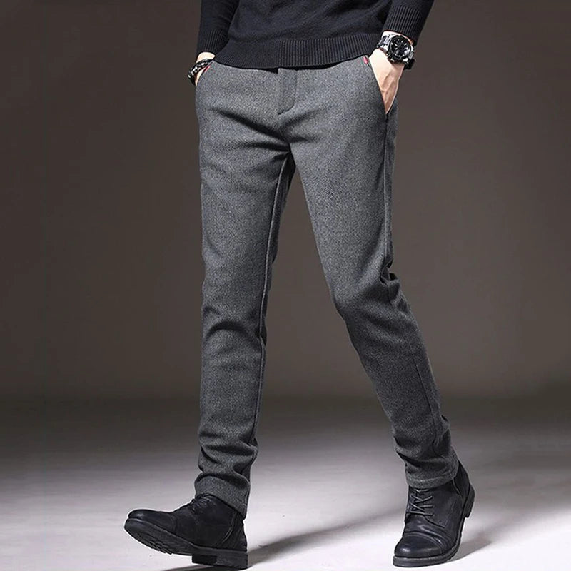 Men's Straight Leg Long Daily Pants Casual Straight Slim Fit Narrow Leg Trousers Stylish Male Suit Work Fashion Blue Gray Pants