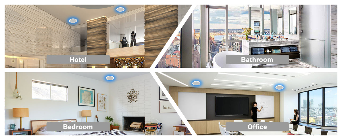 Herdio 5.25” 4PCS Flush Mount Bluetooth Ceiling Speaker System Max Power 600W Great For Humid Indoor Outdoor Kitchen Bedroom