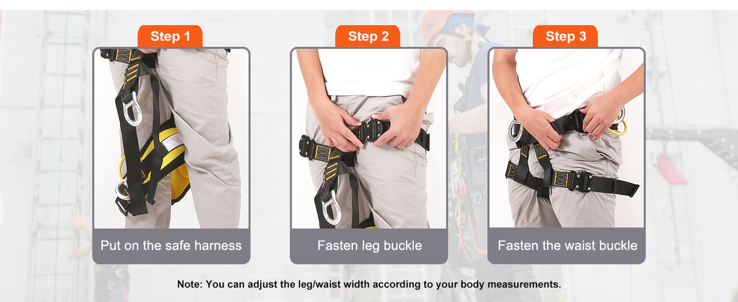SucceBuy Half Body Safety Harness Tree Climbing Harness Half Protection Harness 340 lbs for Fire Rescuing Caving Rock Climbing