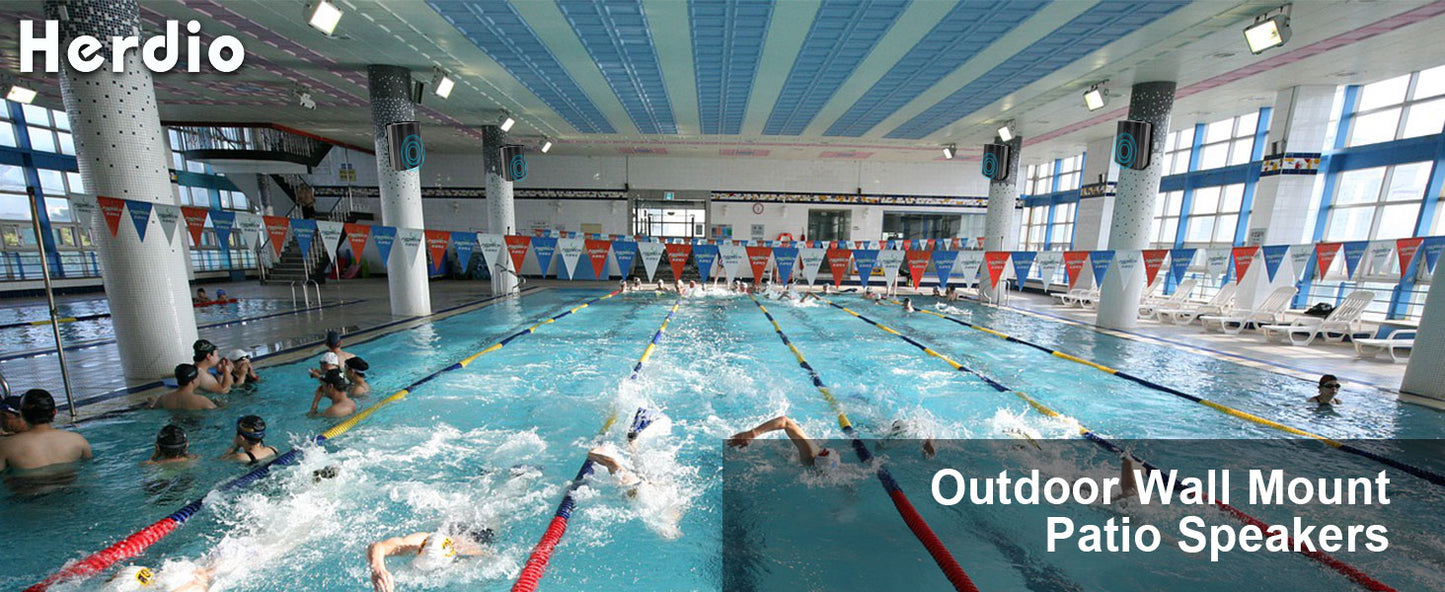 Herdio 5.25'' 300W Indoor Outdoor Waterproof Dual Speakers Home Theater Wall Mount System For Garage Basement living Room Black