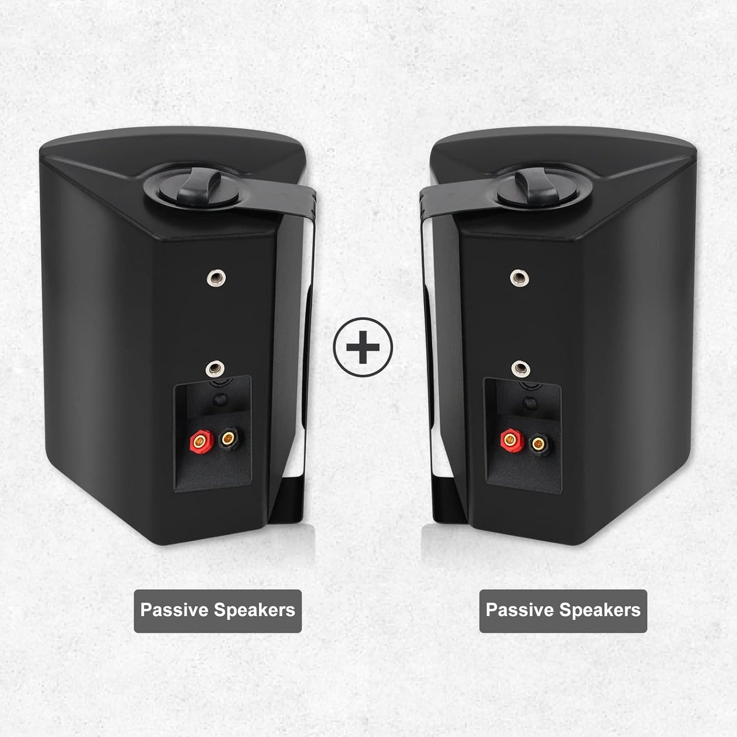 Herdio 5.25'' 300W Indoor Outdoor Waterproof Dual Speakers Home Theater Wall Mount System For Garage Basement living Room Black