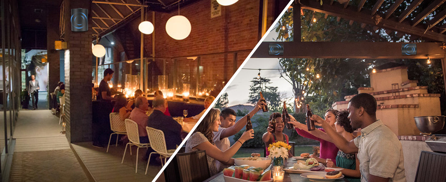 Herdio 5.25'' 300W Indoor Outdoor Waterproof Dual Speakers Home Theater Wall Mount System For Garage Basement living Room Black