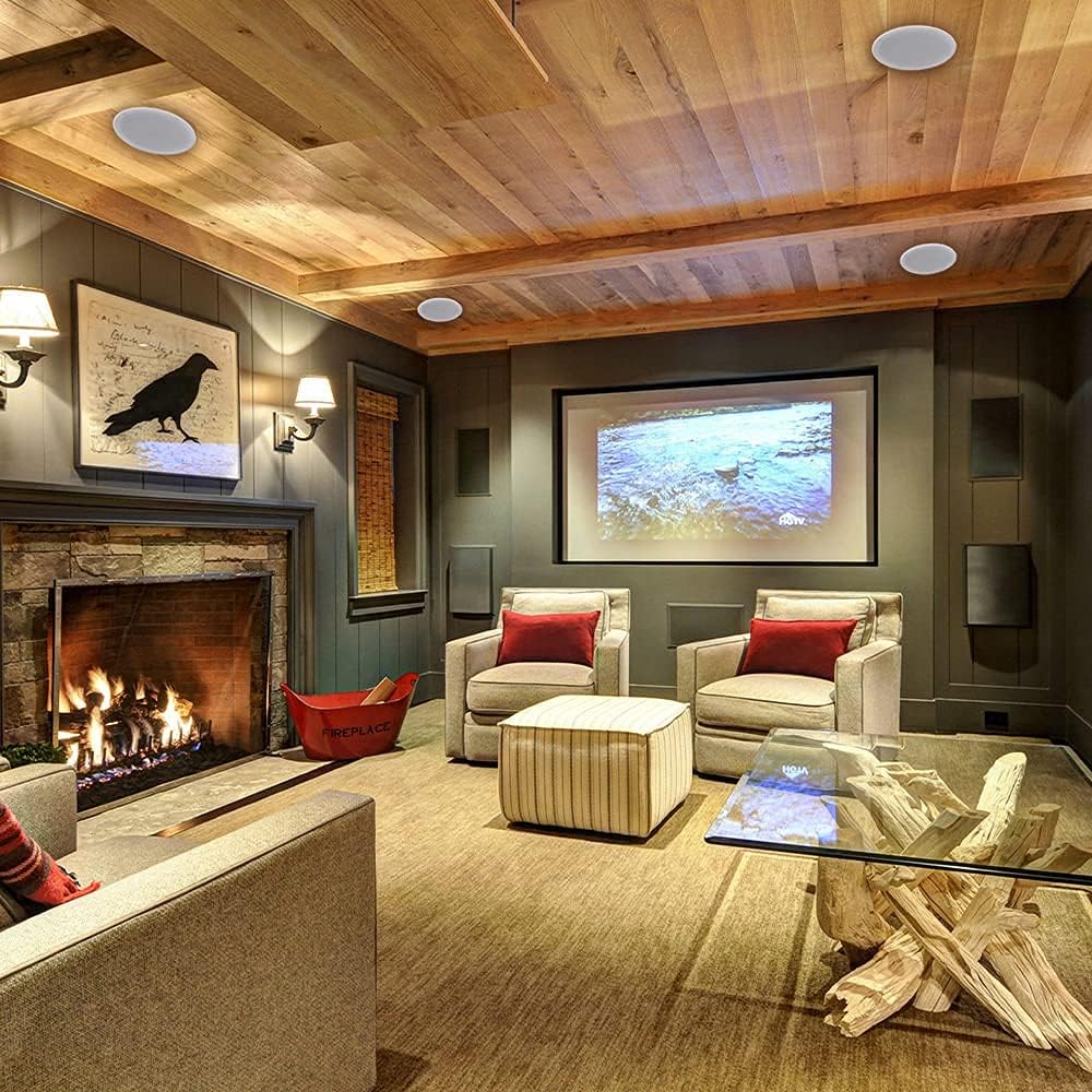 Herdio 4PCS 6.5" 4PCS Bluetooth In Ceiling Speakers 600W 2-Way Flush Mount Speakers System With Wall Amplifier Receiver For Home