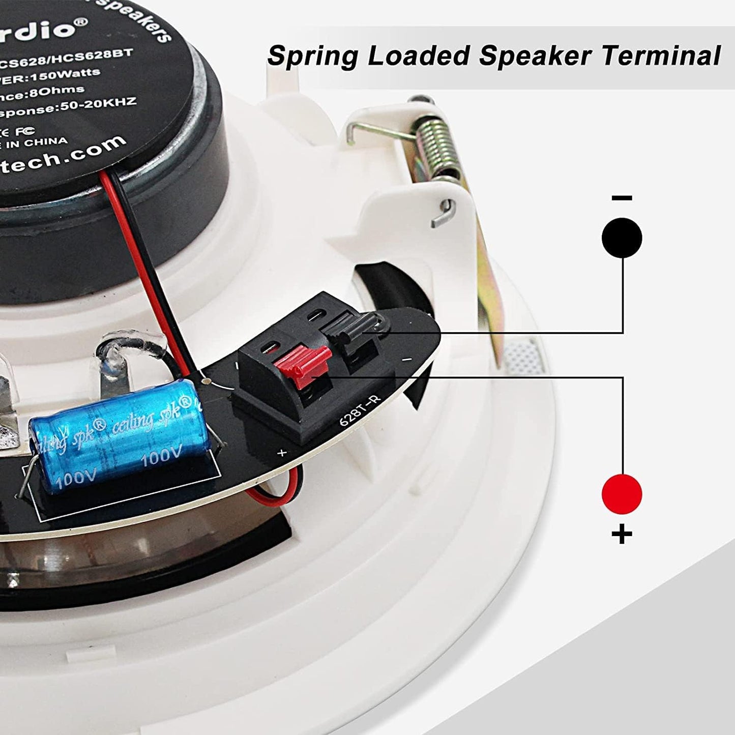 Herdio 4PCS 6.5" 4PCS Bluetooth In Ceiling Speakers 600W 2-Way Flush Mount Speakers System With Wall Amplifier Receiver For Home