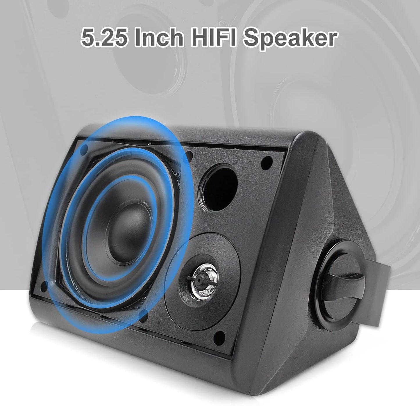 Herdio 5.25'' 300W Indoor Outdoor Waterproof Dual Speakers Home Theater Wall Mount System For Garage Basement living Room Black