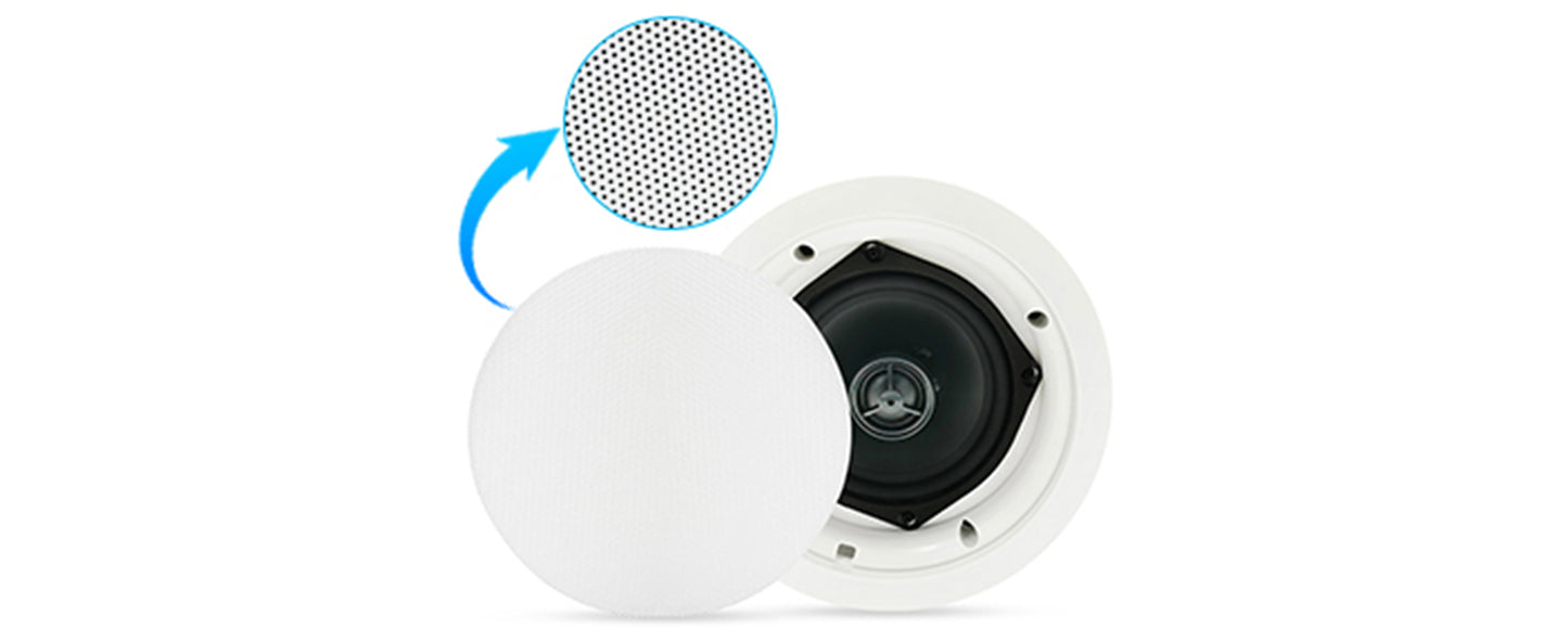 Herdio 5.25” 4PCS Flush Mount Bluetooth Ceiling Speaker System Max Power 600W Great For Humid Indoor Outdoor Kitchen Bedroom