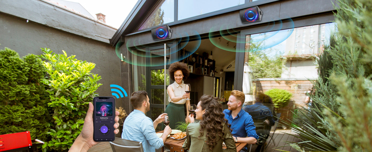 Herdio 5.25'' 300W Indoor Outdoor Waterproof Dual Speakers Home Theater Wall Mount System For Garage Basement living Room Black