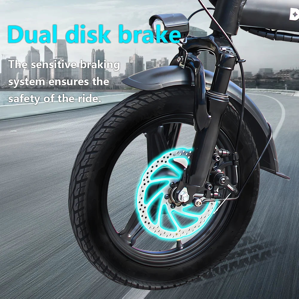 Deepower 14 Inch Foldable Electric Bicycle 400W Motor 48V 15AH Adult Mini Electric Bike Suitable for City Commuting Travel EBike