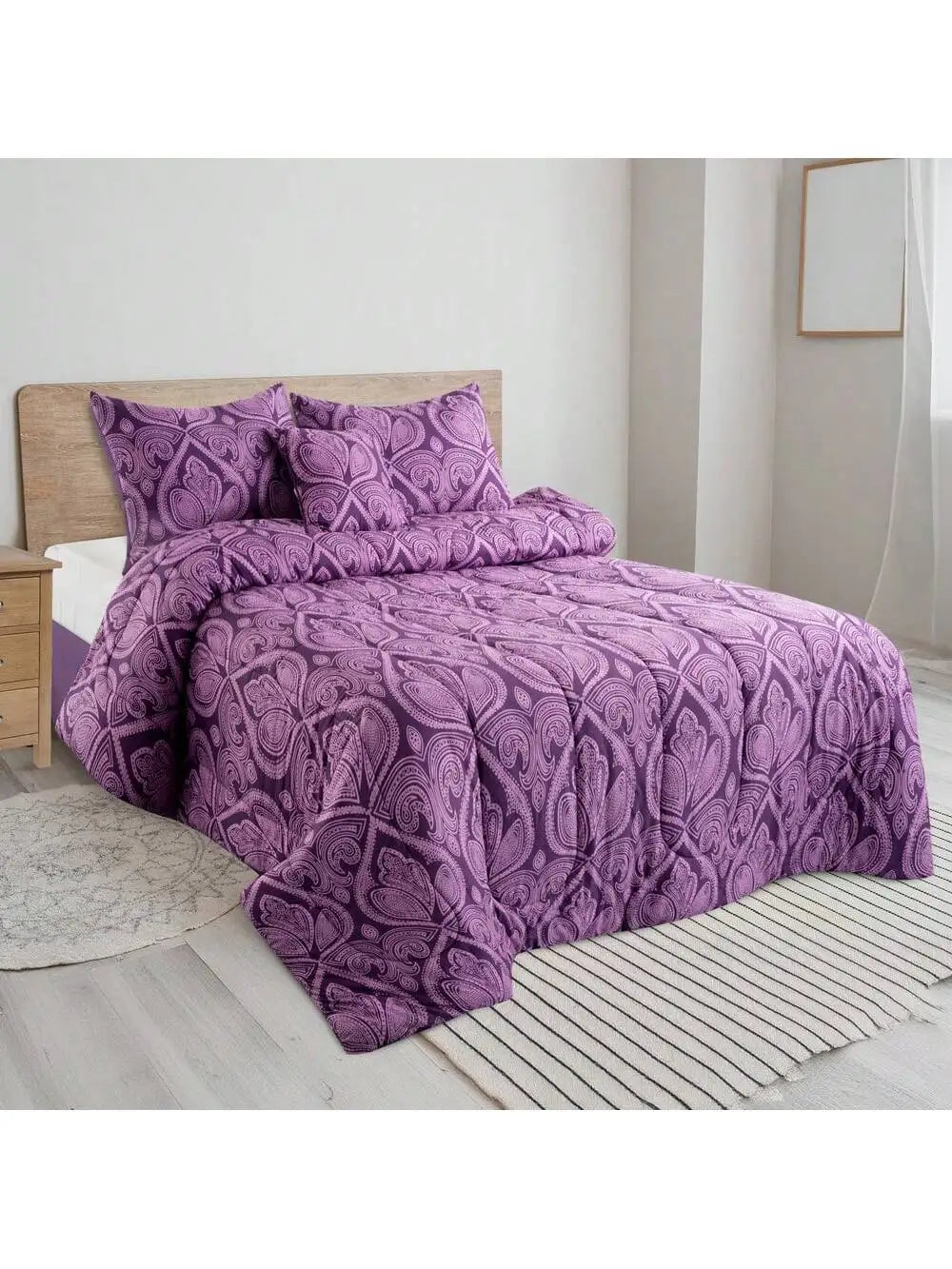 Lux Décor 5-Piece Reversible Comforter Set – Printed All-in-One Bed-in-a-Bag, Perfect for All-Season Bedding