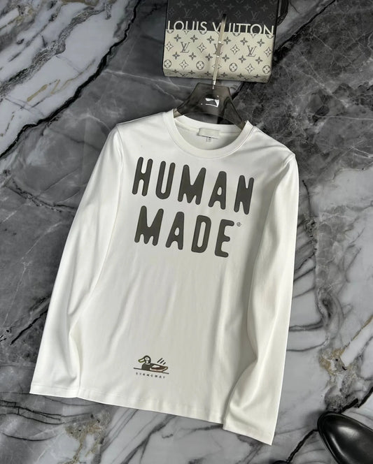 Men's High Quality Rapper Full Sleeve T-Shirt HUMAN MADE Printed Autumn Cotton Breathable Long Sleeve Shirt