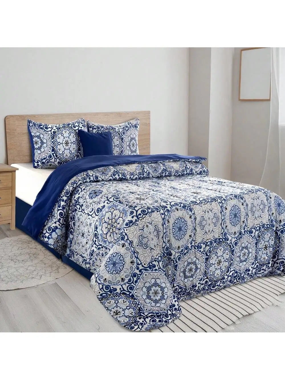 Lux Décor 5-Piece Reversible Comforter Set – Printed All-in-One Bed-in-a-Bag, Perfect for All-Season Bedding