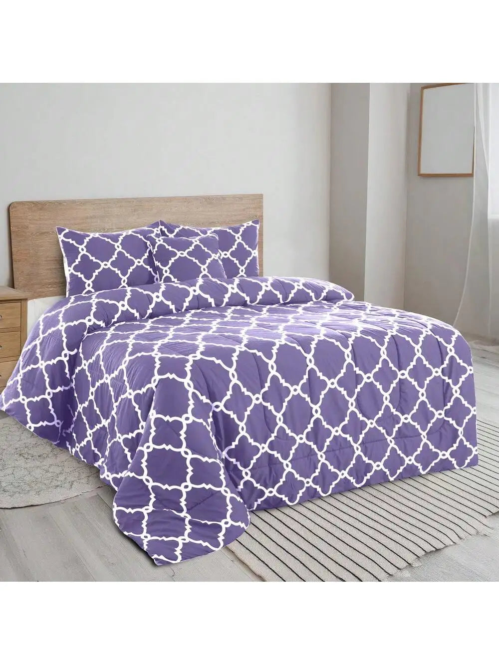 Lux Décor 5-Piece Reversible Comforter Set – Printed All-in-One Bed-in-a-Bag, Perfect for All-Season Bedding