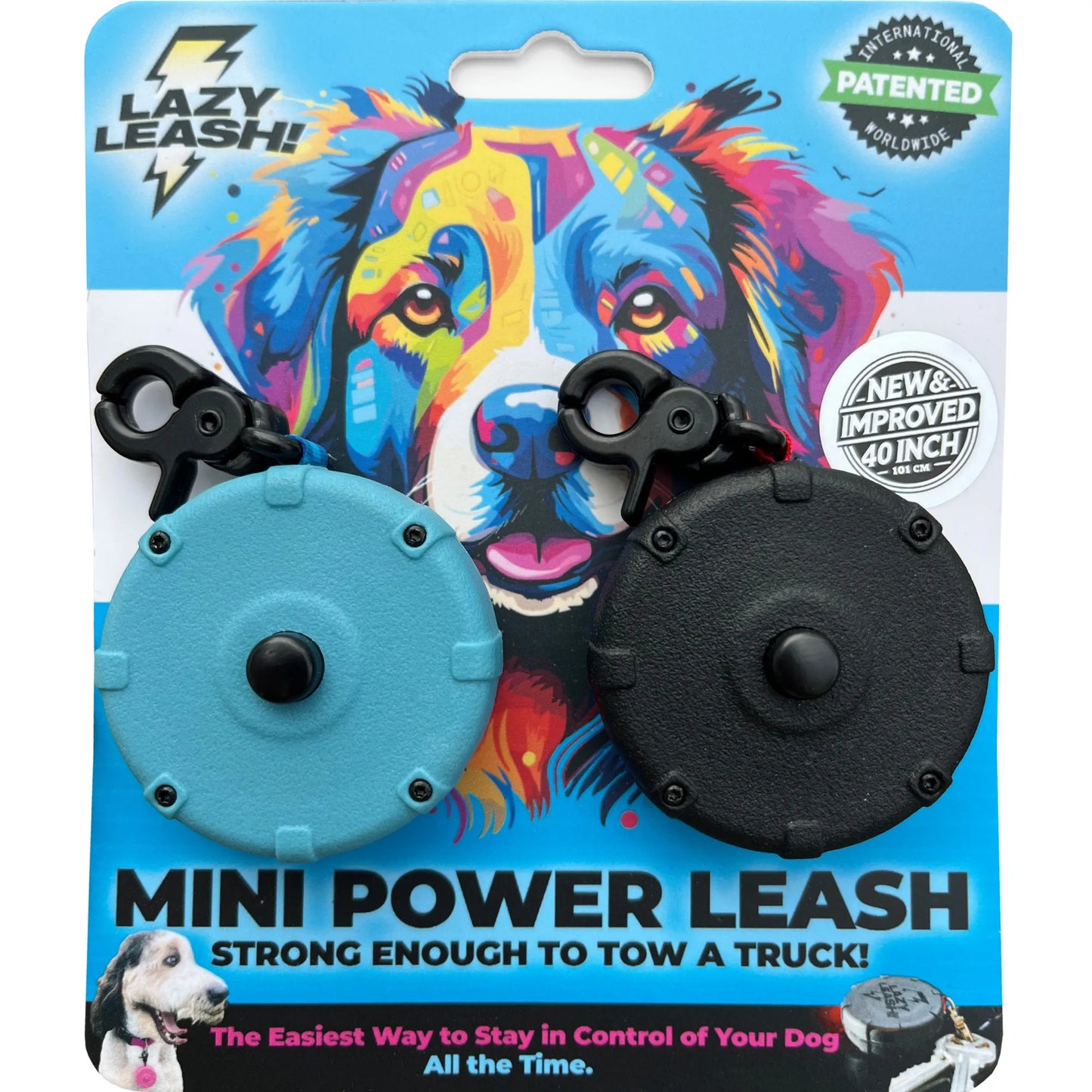 Safe & Easy Lightweight Heavy-Duty Wearable Mini Clip-On Adjustable Power Leash! Off-Leash Dog Walking Hiking Training & Travel