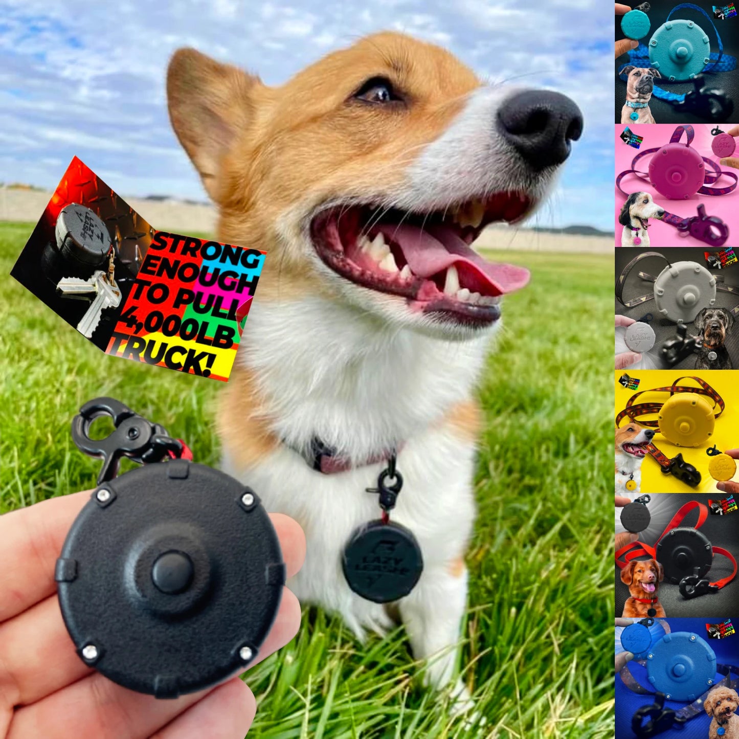 Safe & Easy Lightweight Heavy-Duty Wearable Mini Clip-On Adjustable Power Leash! Off-Leash Dog Walking Hiking Training & Travel