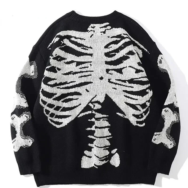 Modern Skull Pattern Women's Sweater Attitude Rebel Elegance Pullover Fashionable Knitwear for Casual Wear