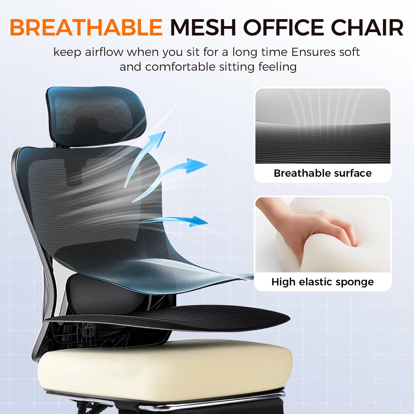 Office Chair: High Back Ergonomic W/ 3D Adjustable Lumbar, Headrest, Footrest, Reclining Mesh & Linkage Armrest