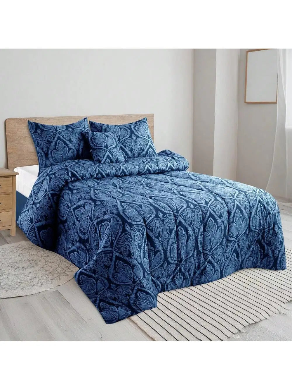 Lux Décor 5-Piece Reversible Comforter Set – Printed All-in-One Bed-in-a-Bag, Perfect for All-Season Bedding