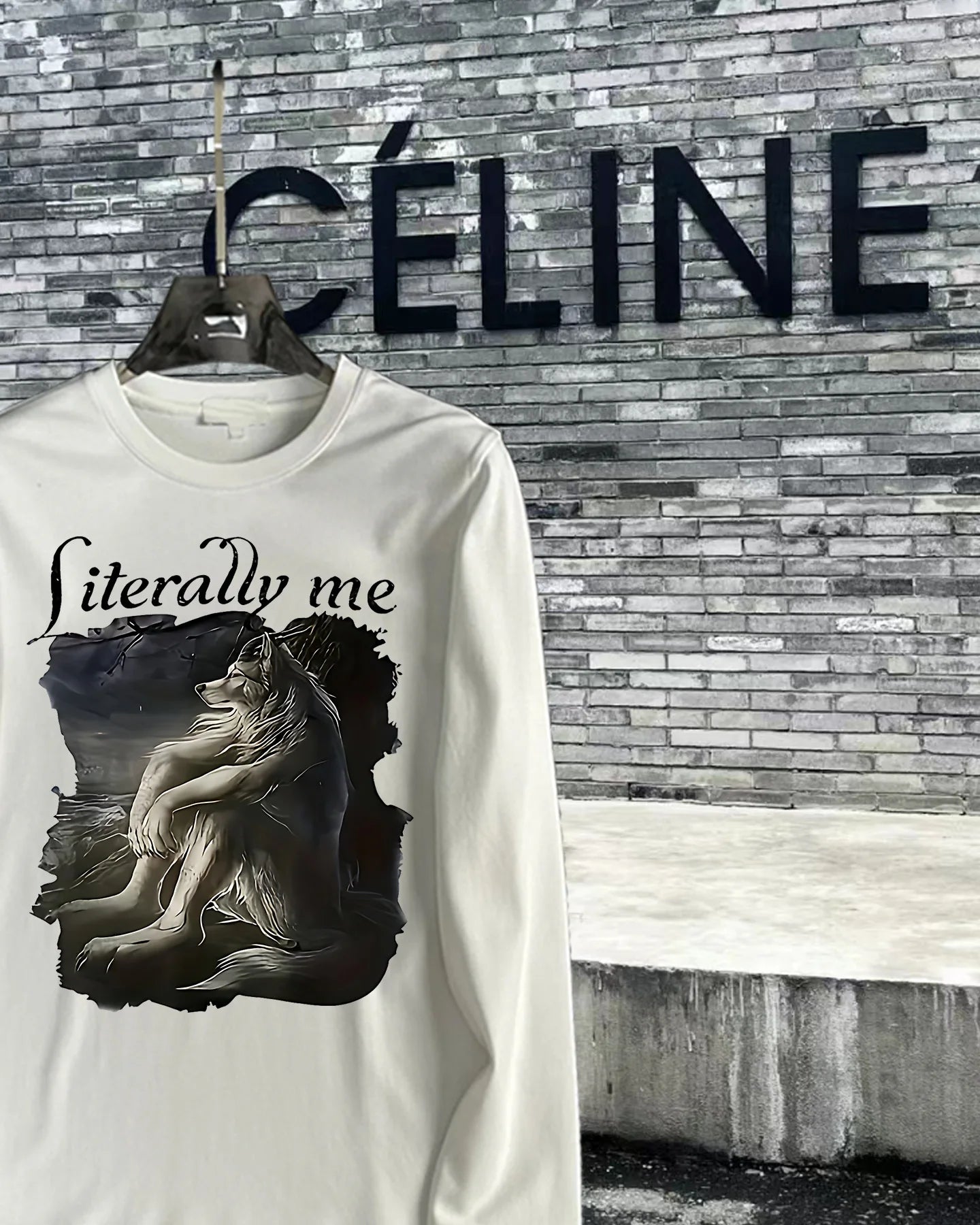 Literally me letter printed American couple's same style breathable long-sleeved pullover T-shirt for men and women