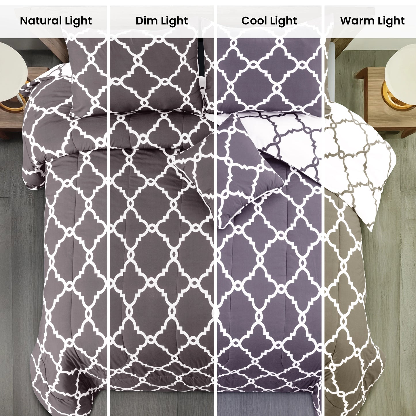 Lux Décor 5-Piece Reversible Comforter Set – Printed All-in-One Bed-in-a-Bag, Perfect for All-Season Bedding