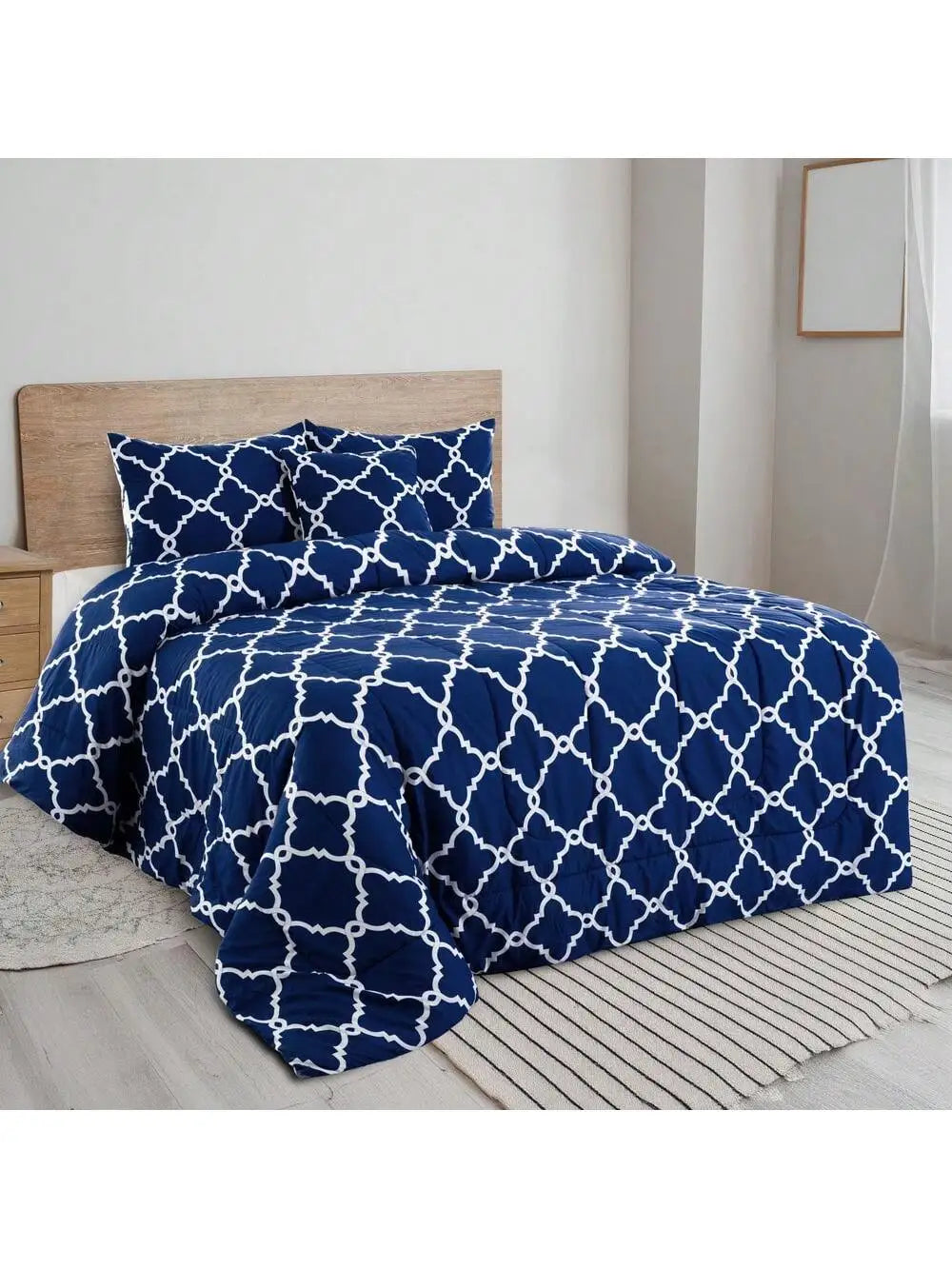 Lux Décor 5-Piece Reversible Comforter Set – Printed All-in-One Bed-in-a-Bag, Perfect for All-Season Bedding