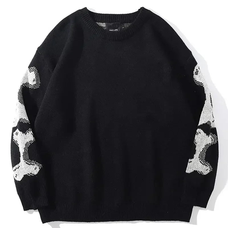 Modern Skull Pattern Women's Sweater Attitude Rebel Elegance Pullover Fashionable Knitwear for Casual Wear