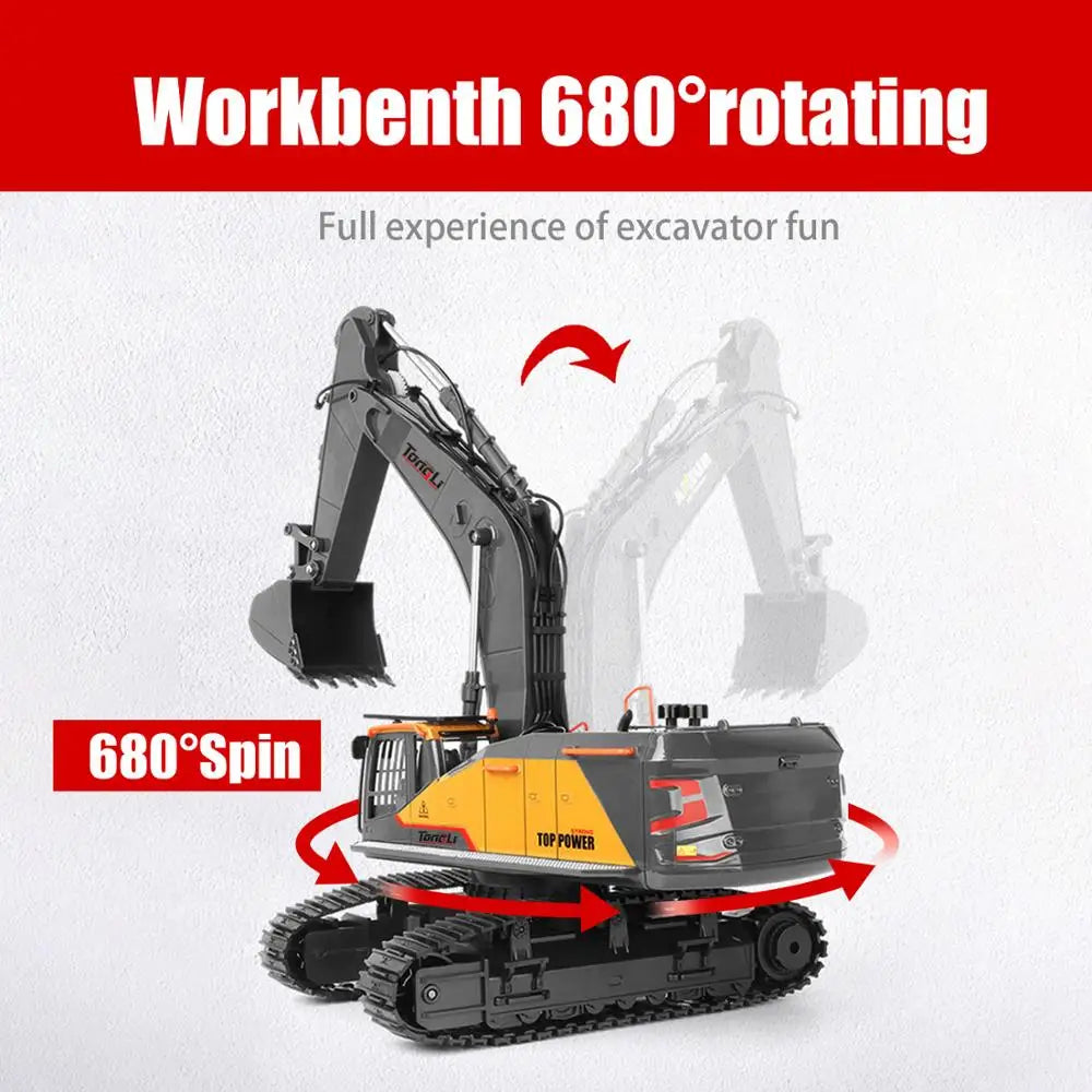 Mexico Stocks Huina 1592/1593/1594 Metal  1/14 Scale RC Excavator Remote Control Digger Construction Vehicle Model