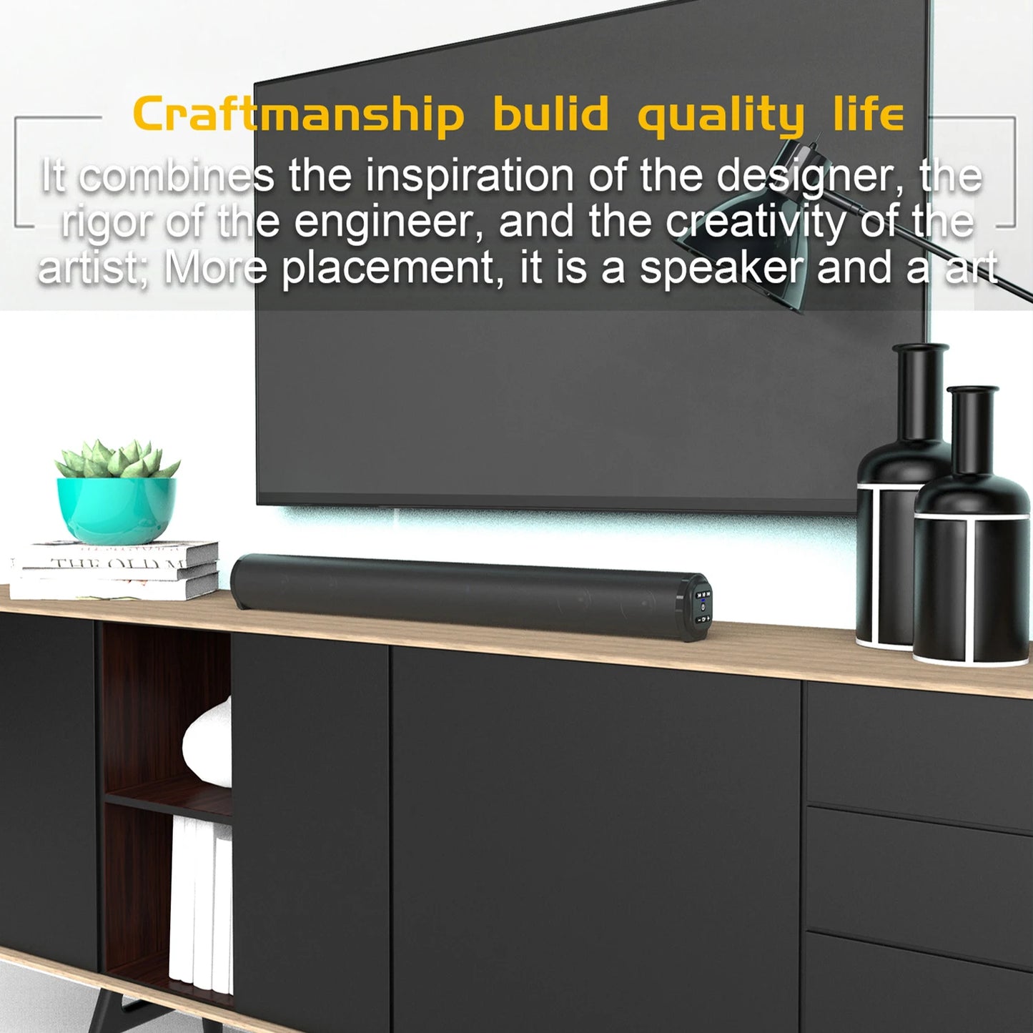 2024 Soundbar Sound Wireless Bluetooth Car Computer Speaker Stereo Tv Home Theater Sombar For 3.5mm Output PC