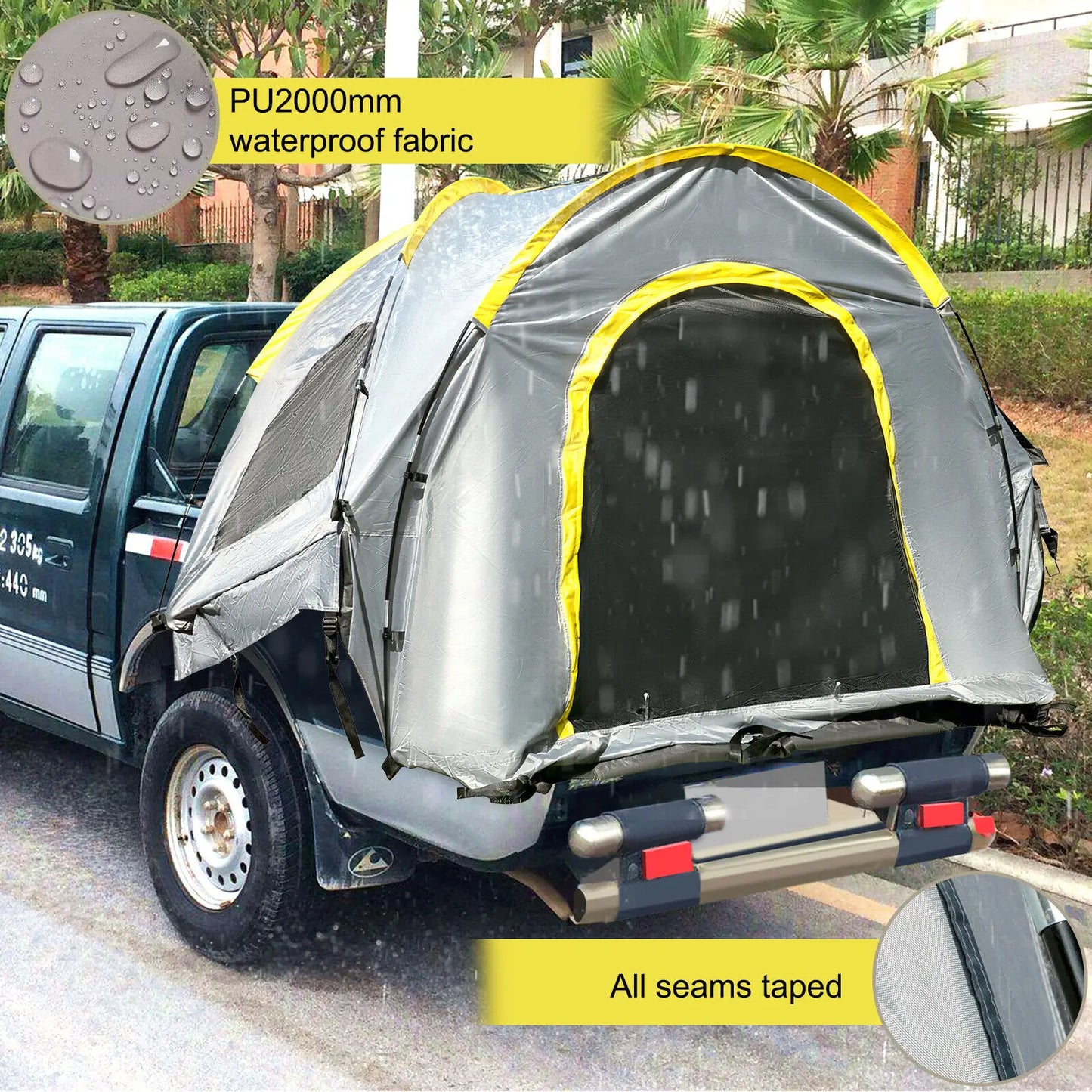 SucceBuy 5-8 FT Waterproof Truck Tent Car Accessories Bed for Full/Mid Size Truck 2-Person Sleeping Capacity for Camping Hiking